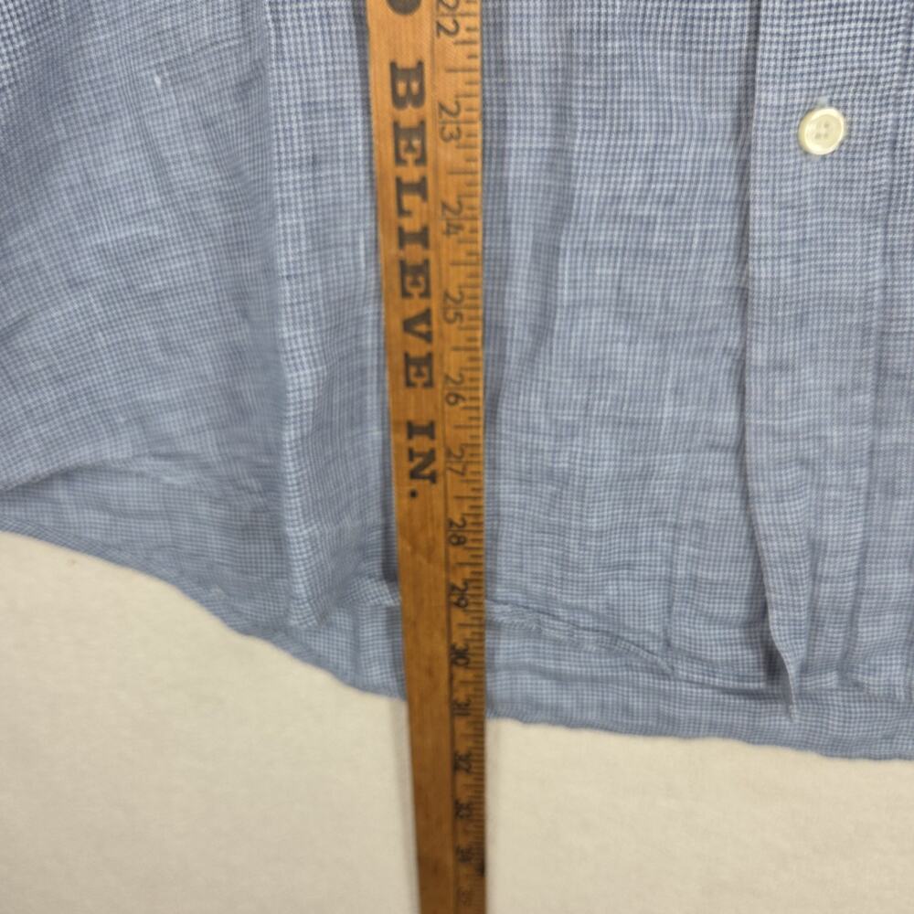 Brooks Brothers Shirt Mens Extra Large XL Blue 100% Linen Collared Preppy Work - Picture 4 of 10